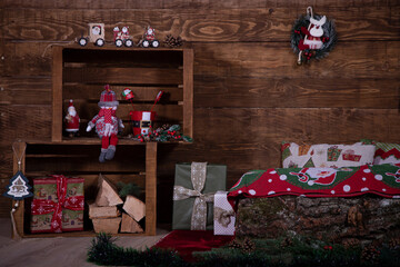 Christmas wooden decoration background