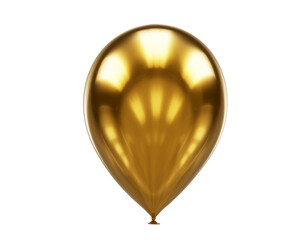 one yellow golden balloon close up isolated on white, 3d render