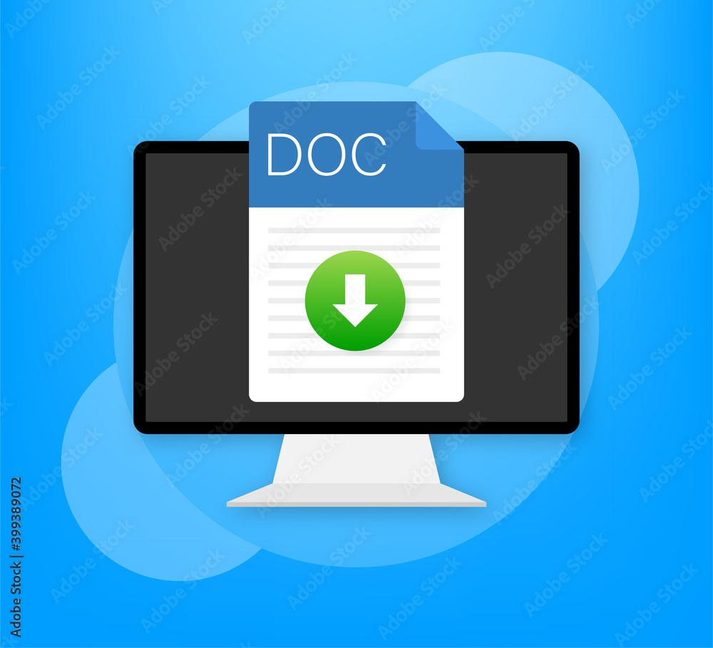 Aufkleber doc file icon. spreadsheet document type. modern flat design graphic illustration. vector doc icon.