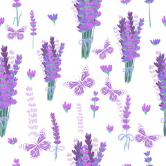 A seamless background with lavender. Vector illustration