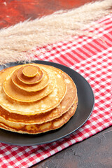 Pumpkin pie pancake breakfast vertical view image