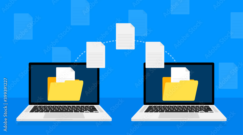 Aufkleber modern flat icon with file transfer on white background. document icon vector. isometric vector.