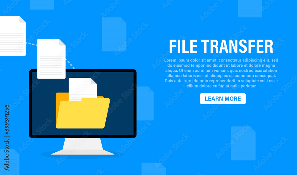 Poster modern flat icon with file transfer on white background. document icon vector. isometric vector.