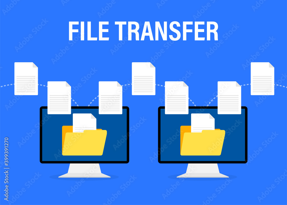 Aufkleber modern flat icon with file transfer on white background. document icon vector. isometric vector.