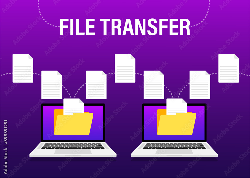 Aufkleber modern flat icon with file transfer on white background. document icon vector. isometric vector.