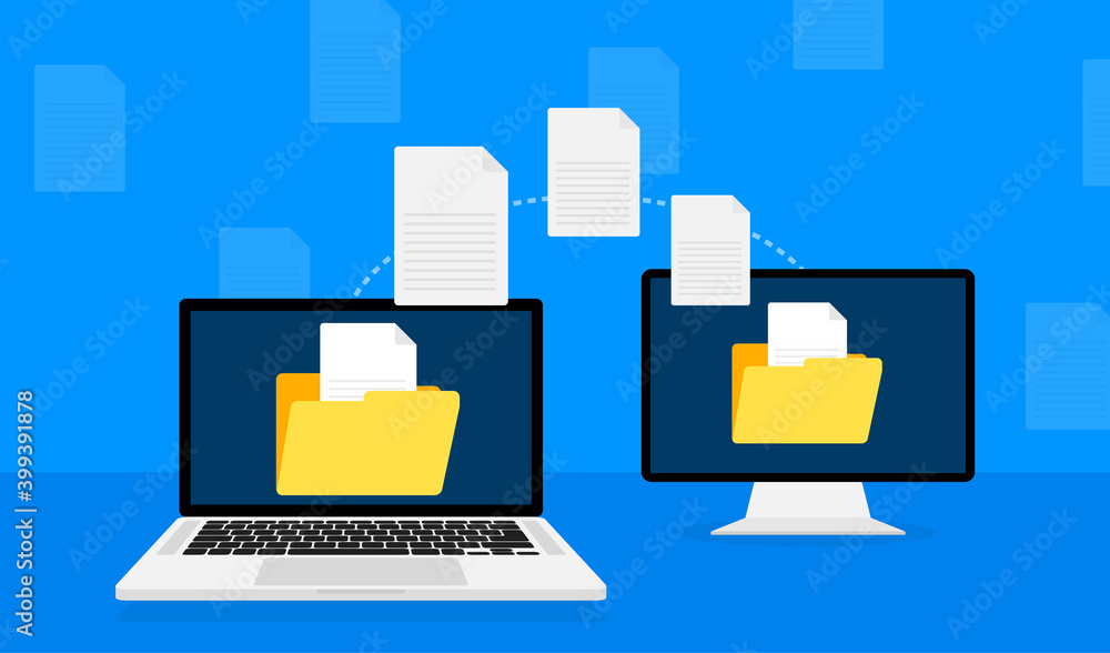 Aufkleber modern flat icon with file transfer on white background. document icon vector. isometric vector.