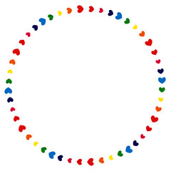Clockwise Rainbow Circle of Varied-size Hearts