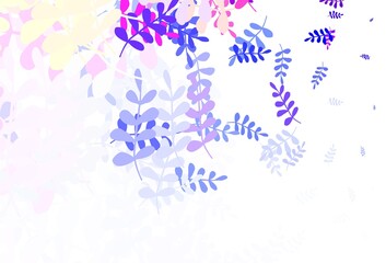 Fototapeta na wymiar Light Pink, Blue vector doodle backdrop with leaves.