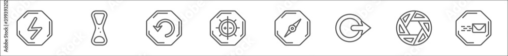 Aufkleber outline set of user interface line icons. linear vector icons such as eighties, nerd smile, turn off