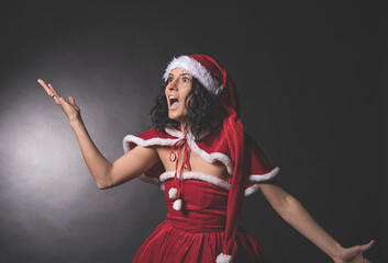 Christmas. Beautiful smiling woman. Christmas woman. Sensual. 