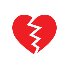 red broken heart vector icon. heartbreak or divorce vector icon.