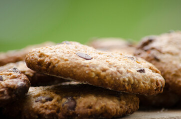 fresh-baked homemade oatmeal cookies, close-up