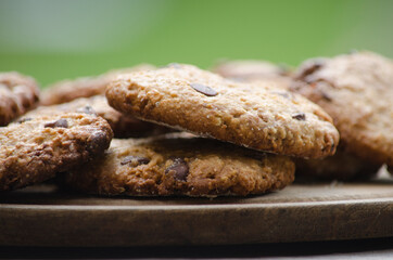 fresh-baked homemade oatmeal cookies, close-up