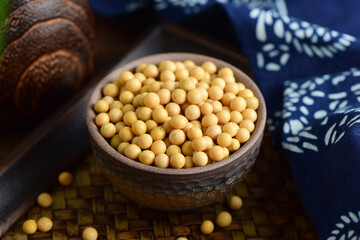 Soybean on the background of retro Chinese style