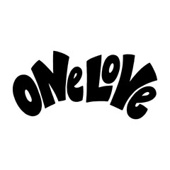 One love hand-drawn lettering typography. Quote about love for Valentines day and wedding. Text for social media, print, t-shirt, card, poster, gift, landing page, web design elements.
