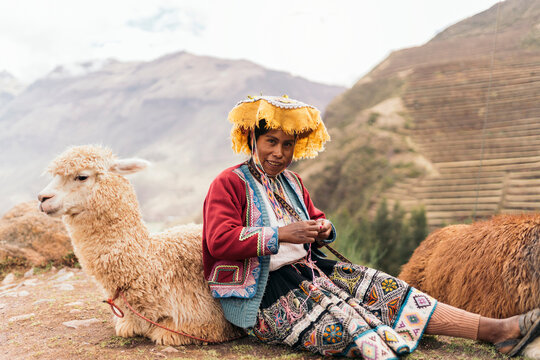 Portrait of traditional peruvian woman