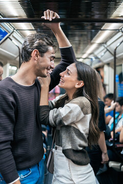 Romantic moment of a couple in the city