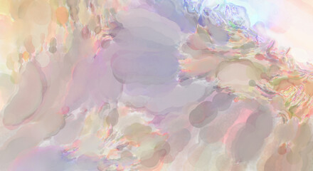 Watercolor abstract painting with pastel colors. Soft color painted illustration of calming composition for poster, wall art, banner, card, book cover or packaging. Modern brush strokes painting.
