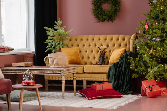 Stylish room decorated for Christmas