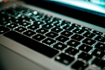 Modern black keyboard of laptop