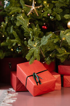 Gifts placed under Christmas tree