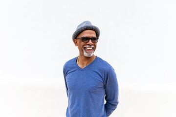 Senior black man standing.