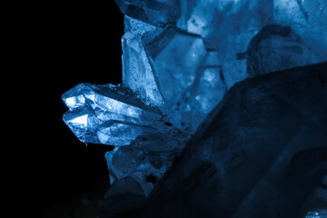 detail of transparent rock crystal illuminated from behind