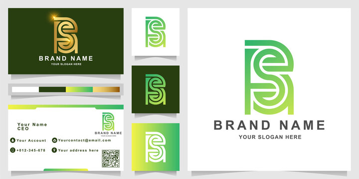 Letter RSB logo template with business card design