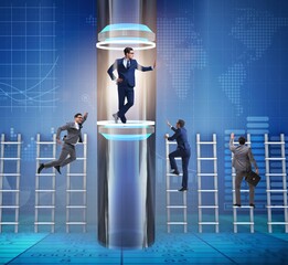 Businessmen in accelerated and fast promotion concept