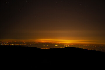 Top view from the mountain at night