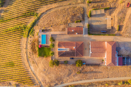 Aerial view of beautiful villa estate, Portugal.