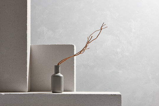 Decorative vase over gray background