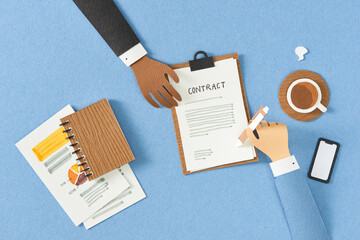 Businessman signing partnership agreement concept