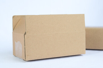mockup cardboard brown on white background , container packaging