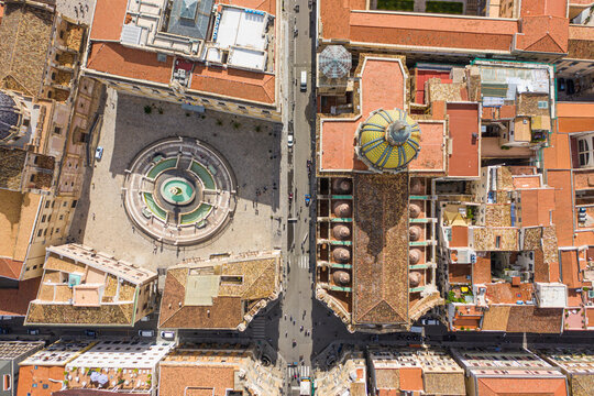 Aerial view of Pretoria fountain, Palermo, Sicily, Italy.