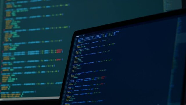 Real CSS code. Front end web development. CSS code on laptop screen. Web design concept.