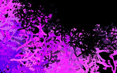 Dark Pink vector doodle pattern with trees, branches.