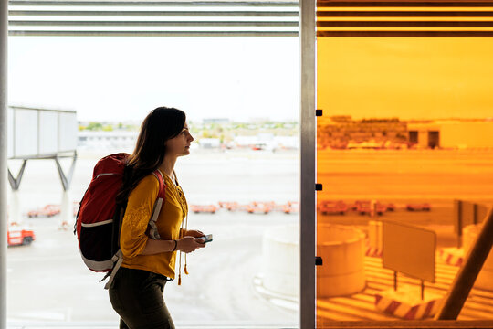 Woman boarding in the plane