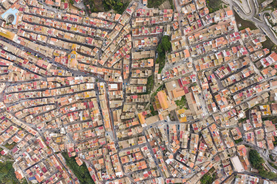 Aerial view of the picturesque town of Alia, Sicily, Italy.