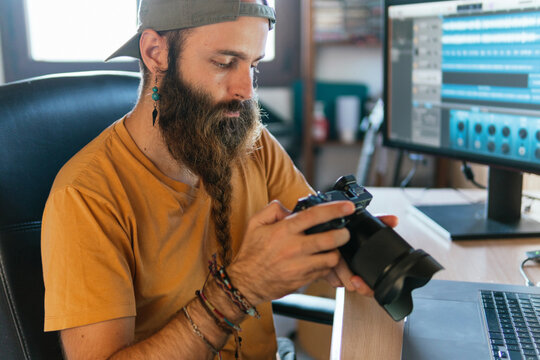 Photographer working at home