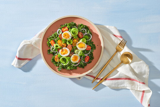 Vegetable salad with boiled eggs
