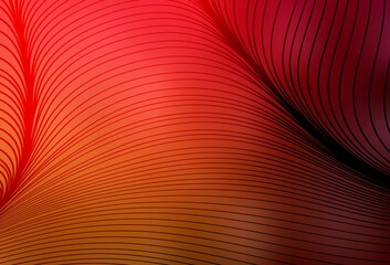 Dark Red, Yellow vector background with curved lines.