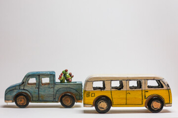 Obraz na płótnie Canvas Painted wooden cars