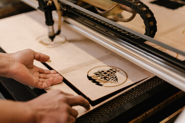 Crop artisan carving ornament on wood