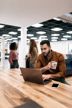 Portrait of Business Man Using Laptop