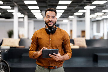 African American Business Man Using Tablet
