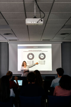 Business Woman Presenting Project at Office