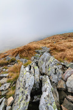 Rocks on Hoverla mountain in the Carpathian Mountain Range, Ukraine