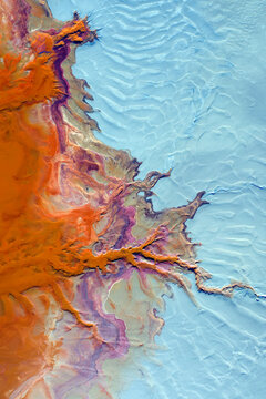 Aerial view of brown and white acidic landscape of Rio&Ocirc;&oslash;&Omega;Tinto&Ocirc;&oslash;&Omega;Mines area