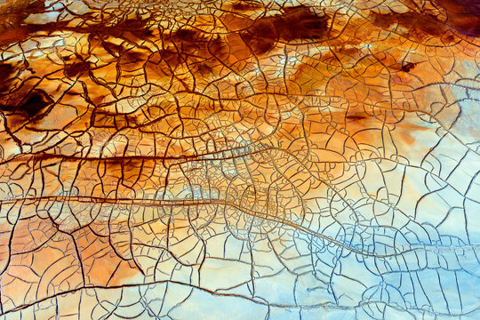 Aerial view of brown acidic landscape of Rio&Ocirc;&oslash;&Omega;Tinto&Ocirc;&oslash;&Omega;Mines area